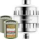 Ryamen Heavy Duty Shower Filter, Shower Water Filter, 99% REMOVAL Shower Head Filter for Hard Water, Heavy Metals, Chlorine (2 Cartridges, Silver)