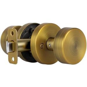 naubea Antique Brass Passage Door Knobs Interior, Old Style Round Door Knob Antique Door Handle for Hallway Pantry Closet Door Knob