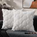 Halloween Pillow Covers Set of 2 White Ghost Throw Pillow Cases Soft Plush Faux Fur Wool Couch Cushion Case for Chair Sofa Bedroom Living Room Home Decor, 40*60