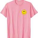 70s Yellow Smile Face Cute Happy Peace Smiling Face T-Shirt, XS