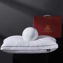 L LOVSOUL Goose Feather Down Pillow Standard Size of 1,Ultra Soft 100% Organic Cotton Fabric, 700TC,800 Fill Power, Luxury Hotel Collection Bed Gusseted Pillows for Back, Stomach or Side Sleepers (White)