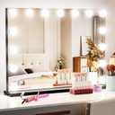 Vanity Mirror with Lights, 15 Dimmable LED Bulbs Large Hollyhood Makeup Mirror, Light up Mirror with 10X Magnification and USB Charging Port, Smart Touch 3 Colors, Metal Frame (18.2"L x 22.8"W, 15 Bulbs Black)