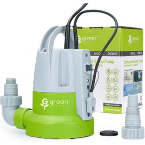 Green Expert 1/3HP Submersible Sump Pump with Unique Flow Sensor Switch Last-inch Water Drainage for Flooded Basement Backyard Pool Hot Tub Rain Barrel Easy to Use Backup Drain Pump 25-Foot Power Cord