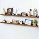  Picture Ledge Wall Shelves 48 inch Width Set of 2, Solid Pine Wood Rustic Floating Ledge Shelves for Wall for Kids' Room Bedroom Kitchen Bathroom Living Room Nursery Display Wall Decor, Walnut