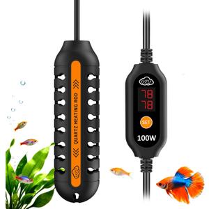 QZQ Aquarium Heater, 100W Adjustable Fish Tank Heater with Digital Display, External Temperature Controller, Submersible Turtle Tank Heater for 10-20 Gallon Tanks
