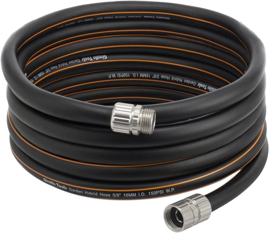 Giraffe Tools Garden Hose 5/8", Custom Length, Heavy Duty, No Kink, Flexible, Rubber Garden Hose, Leakproof Water Hose, 600 Burst PSI, 30ft Male to Female Hose
