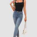 OwnTime Womens Square Neck Tank Tops Dressy Summer Sleeveless Shirts Sexy Going Out Fitted Trendy Tops T Shirts Blouses (Blue, XS)