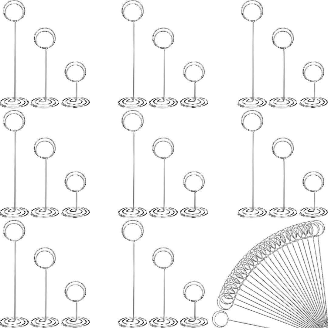 24 Pieces Table Number Holders 3 Size Place Card Holder Menu Table Sign Holder Tabletop Sign Memo Note Card Photo Stand Clips for Wedding Party