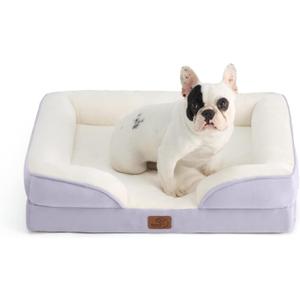 Bedsure Orthopedic Dog Bed for Medium Dogs - Waterproof Dog Sofa Beds Medium, Supportive Foam Pet Couch Bed with Removable Washable Cover, Waterproof Lining and Nonskid Bottom, Lavender (28.0"L x 23.0"W x 6.5"Th)