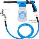 Foam Gun Car Wash Sprayer + Washing Sponge & Absorbent Towel, Hose Nozzle Foam Cannon Car Washing Kit, for Garden Cleaning, Pet Showering (Blue)