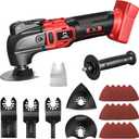 Cerycose Cordless Oscillating Tool Compatible with Milwaukee 18V Battery, 21000 OPM Max Brushless-Motor Tool with Auxiliary Handle, Oscillating Multi-Tool for Scraping, Sanding,Cutting Wood(Tool only) (Red)