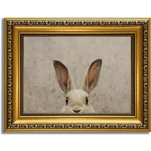 YD&YZY Gold Framed Vintage Wall Art Canvas Easter Bunny Wall Decor Rustic Easter Rabbit Dcor Prints Cute Animal Painting Picture Print for Bedroom Kids Room Bathroom 8x10 inch Small Framed