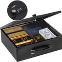 KYODOLED Fireproof Lock Box for Documents, Dual Combination and Key Lock Security with Carrying Handle, Metal Strong Safe Box to Keep Personal Items, Documents, Exterior 13.2''x 11''x4.13'', Black (Large)