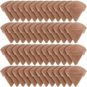 Suclain 48 Pcs Velour Triangle Powder Puff Soft Velour Makeup Puff for Face Powder Makeup Triangle Sponges for Wet and Dry Cosmetic Foundation Loose Mineral Body Tool(Brown)