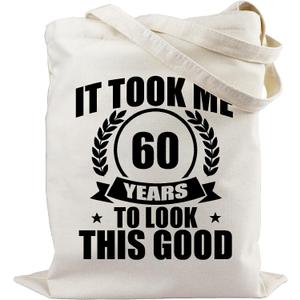 30th 40th 50th 60th 70th Birthday Gifts for Women, Reusable Canvas Tote Bag with Pocket for Mom Shopping Travel