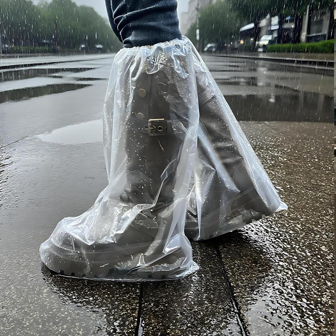 10 Pairs Waterproof Boot Covers for Rain - Disposable Plastic Rain Shoe Covers - Non-Slip Indoor Outdoor Rain Cover for Shoes,Plastic Overshoes for Men Women -Water Proof Boot Protector  Clear