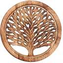 Wedding Gifts Set of 2 Wooden Trivets for Hot Dishes Pots and Pans Tea Pot Holders Hot Pads Tree of Life Design Modern Farmhouse Kitchen Counter Decor Dia 8'' Inch (Burnt)