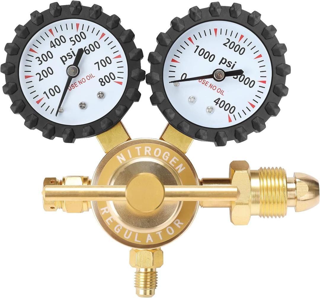 BETOOLL Nitrogen Regulator with 0-800 PSI Delivery Pressure Equipment Brass Inlet Outlet Connection Gauges