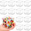 12 Pcs Clear Acrylic Box,Plastic Square Cube Boxes with Lids,Small Acrylic Storage Boxes Display Case Container for Candy Jewelry Tiny Items(Square,3 x 3 x 3)