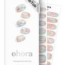 ohora Semi Cured Gel Nail Strips (P Newtro No.1) - Works with UV/ LED Lamps, Salon-Quality, Long Lasting, Easy to Apply & Remove - Includes 2 Prep Pads, Nail File & Wooden Stick