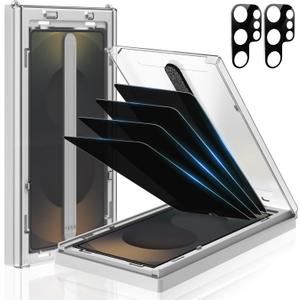 MOHAVE 4 Pack Privacy Screen Protector for SAMSUNG Galaxy S25 Ultra 6.9" with 2 Pack Camera Lens Protector [Auto Alignment/Dust Removal] Anti Spy Tempered Glass [Military Grade Shatterproof] 100% Ultrasonic Fingerprint ID Unlock