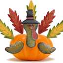 MorTime Turkey Pumpkin Making Kit, Colorful Metal Thanksgiving DIY Pumpkin, Turkey Pumpkin Decoration, Poke into Pumpkin, Set of 8