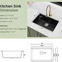 Davivy 27 Inch Black Granite Kitchen Sink Workstation, 27 x 18 Black Undermount/Drop In Kitchen Sink, Deep Quartz Composite Single Bowl with Accessories
