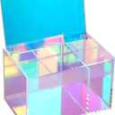 Tampon Holder for Bathroom Storage, Rainbow Acrylic Organizer with Lid - Bathroom Storagefor Cotton Balls, Pads, Hair Accessories & Makeup Supplies, Vanity Organizer for Girls & Women