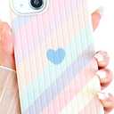Compatible with iPhone 12 Heart Case for Women Girls,Aesthetic Cute Girly Cool Preppy Design,Slim Thin Shockproof Cell Phone Silicone Cover for iPhone 12Rainbow/Purple