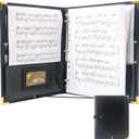 GraduatePro Sheet Music Choir Folder Black, 3 Rings Binder 12.5" x 10" Piano Music Binder with Elastic Band,10 Pockets for Sheets 8.5 * 11/A4