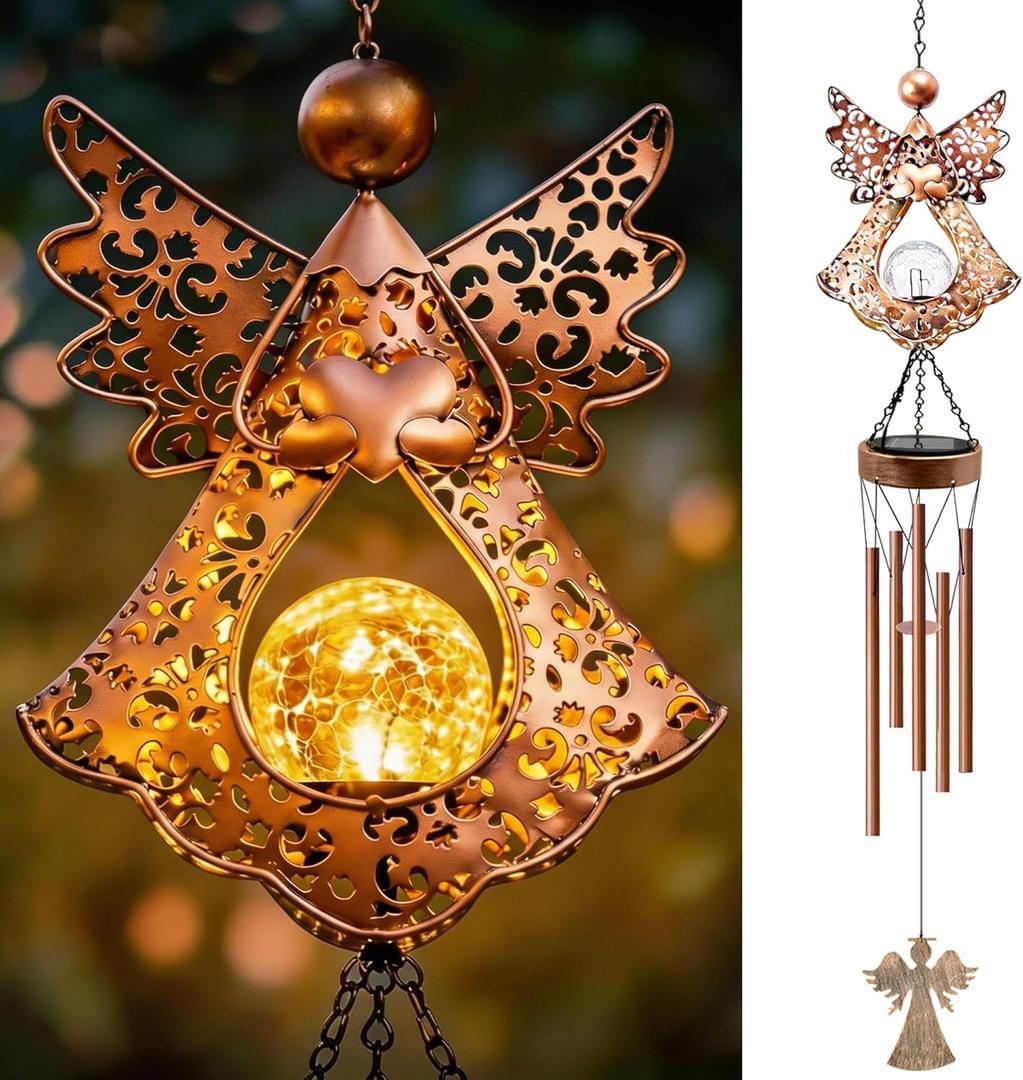 Supdeco Solar Hummingbird Wind Chimes for outside: Melodious Mother's Day Birthday Gifts for Mom Women Grandma Her - Weatherproof Metal Outdoor Decor Easy Hanging for Garden Patio Tree Window Memorial