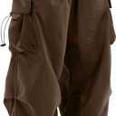 PLEPAN Mens Baggy Cargo Pants Loose Fit Casual Parachute Pants Elastic Waist Drawstring Streetwear Joggers Sweatpants (X-Large, Dark Brown)