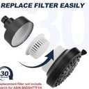 Matte Black Filtered Shower Head High Pressure 7 Modes Shower Heads with Filter for Hard Water Adjustable Replacement Remove Chlorine and Harmful Substances, ABS