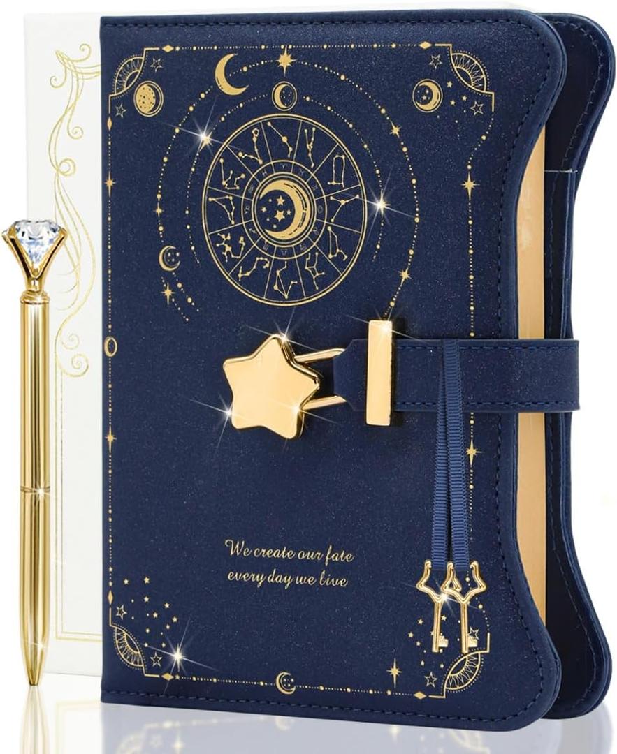 Diary with Lock and Keys for Girls and Women, Locking Diary for Gift Ideas with Gift Box and Pen and Bookmark, Journal for Women with 360 Kraft Pages, B6 Refillable Notebook with Lock for Writing 