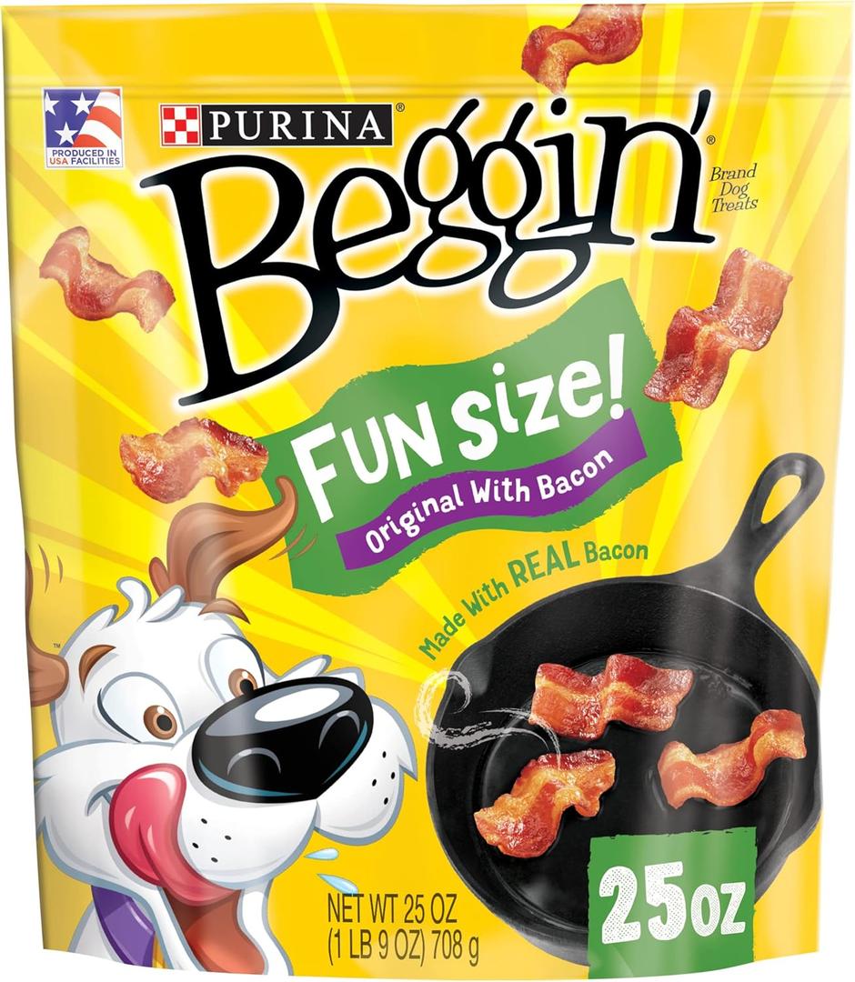 Purina Beggin' With Real Meat Dog Treats, Fun Size Original With Bacon Flavor - 25 oz. Pouch Best befor DEC25