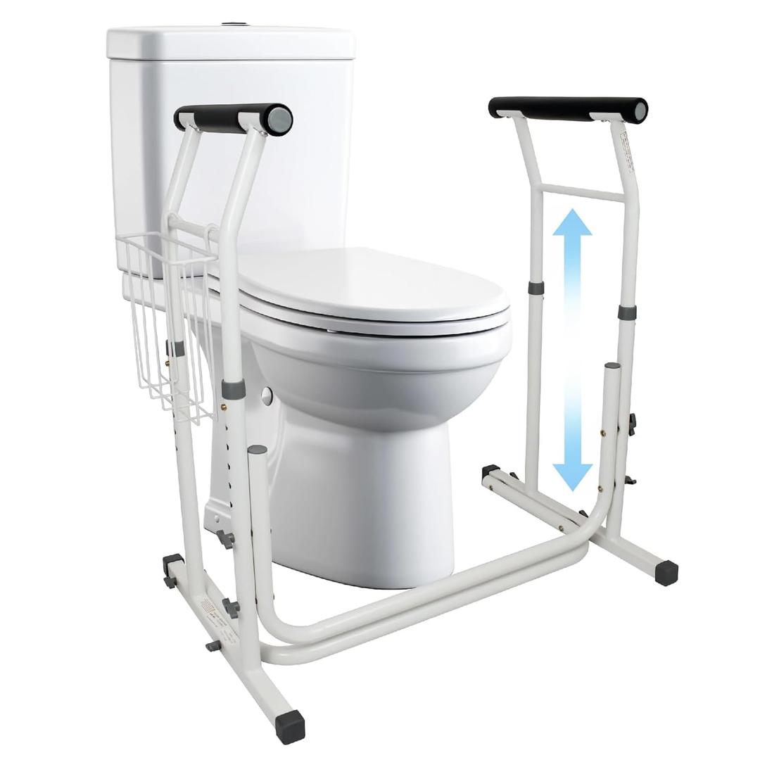 Carex Toilet Safety Rails, Adjustable Toilet Safety Frame with Handles for Elderly, Handicap, or Disabled, Heavy-Duty Non-Slip Grab Bar, with Padded Handles and Aluminum Frame for Bathroom Stability