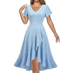 DRESSTELLS Women's Cocktail Party Dress, Formal Wedding Guest Church Vintage Holiday Evening Prom High Low Dresses 2025, Size: 3XL
