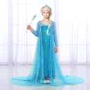 G.C Girls Princess Costume Dress Up Clothes with Long Cape Toddler Wig Crown Wand Halloween Cosplay, 110(3-4 Years)