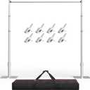 EMART Pipe and Drape Backdrop Stand Kit, 8.9ftx10ft Heavy Duty Adjustable Photo Background, Metal Frame with Flat Base for Wedding, Birthday Party, Banquet Decorations - Silver