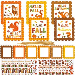 Suzile 30 Pcs Hello Fall Crafts kit Hanging Sign Thanksgiving Arts Bulk Fall Autumn Themed DIY Crafts Fun Holiday Activities Home Decorations (Squirrel)