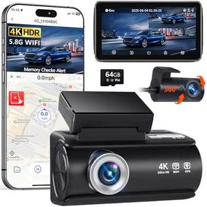 Faninso Dash Cam Front and Rear, 4K Full HD Dual Dash Camera for Cars, Built-in Memory Card Monitoring, 64GB Card, 5G WiFi GPS, Car Camera with 3" IPS Screen, 2160P Night Vision, 24H Parking Monitor : Electronics