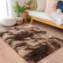 Small Rugs for Bedroom, Fluffy 2x3 Rug Throw Non Slip for Bedside Dorm Kids Room, Plush Comfy Shag Carpet for Home Decor Aesthetic, Tie-Dyed Brown