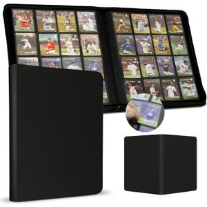 Premium Card Binder 16 Pocket, 1000+ Cards PU Cover Trading Card Binder Side Loading Card Collection Album Holder Folders for MTG, TCG, Game Cards & Sports Cards, Kpop (black)