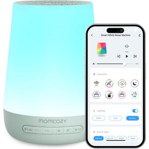 Baby Sound Machine, Momcozy White Noise Machine for Baby Sleeping with Night Light, Toddler Sleep Trainer with 34 Soothing Sounds, Timer, App Remote Control, Personal Sleep Routine(Green)