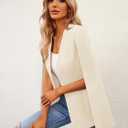 Women's Cape Blazer Split Long Sleeve Open Front Blazer Jacket Business Casual Suit Tops Cardigan Coats Apricot (L)