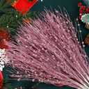 SUPREME XMAS 30 Pack Artificial Glitter Berry Stem Ornaments, Pink Christmas Ornaments Branches Picks Set for Xmas Tree Decorations Gift Small Vase Wreath Fireplace Home Holiday Wedding Party Decor