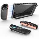 2 x JEMDO Clear Glitter Protective Case Compatible with Nintendo Switch 2 Only (2025), Slim Shockproof Cover with Soft TPU Joy-Con Shells & Hard PC Back, Anti-Yellowing