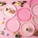 96 Pcs Pink Party Disposable Paper Plates, 9" Cute Pink Dessert Baby Bridal Shower Dinner Birthday Cake Paper Plates for Party Bridal Baby Girl Shower Wedding Supplies