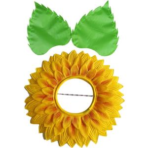 Cabilock Sunflower Head Cover for Kids Soft Cloth Sunflower Costume Accessory with Leaf Gloves Perfect for Carnivals Dance Performances and School Events