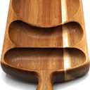 Acacia Wood Serving Platter 17.5 x 6 Long with Grooves & Handle. Luxury Snack Paddle Large XL Reversible Tray for Dinner Parties Chips Dips Crudits Cheese Charcuterie Gift (Long Rectangle)
